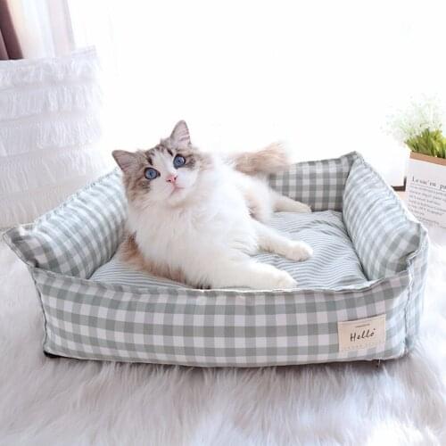Korean Style Soft Simple Dog Bed Fluffy Pet Kennel Absorbent Cat Cushion Warm Sofa Sleeping Mats Supplies