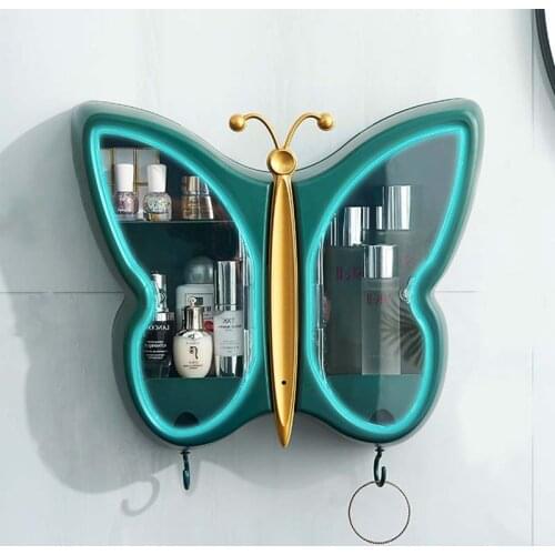 Bathroom Wall-mounted Makeup Box Organizer Punch-free Large Capacity Jewelry Cosmetic Storage Box Women Skin Care Beauty Rack