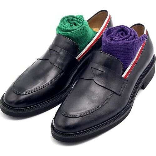 New men shoes slip on classics shoes for men genuine leather casual shoes black loafers