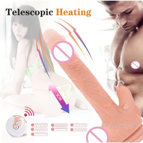 New Automatic Telescopic Rotating Penis Vibrator Female Masturbation Super Realistic Heating Big Dildo Erotic Sex Toys for Women