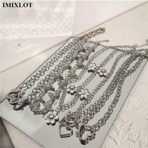 Kpop Goth Punk Harajuku Heart Chain Choker Necklaces For Women Men Egirl Bff Collar Aesthetic Statement Halloween Jewellery Gift