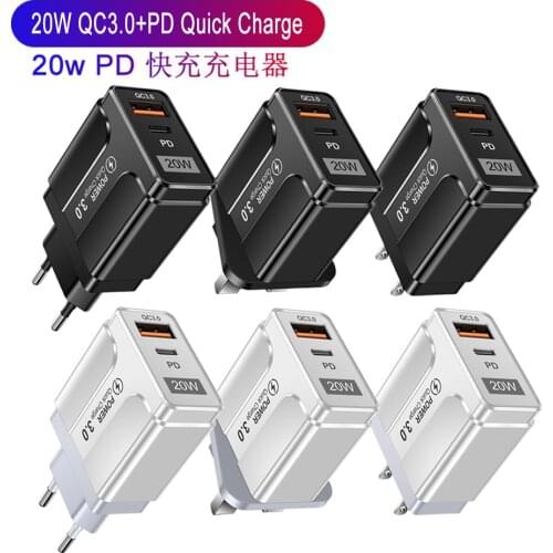 PD 20W QC 3.0 Mobile Phone Charger Adapter AC/DC For Iphone Samsung Huawei Xiaomi Quick Charger USB Type-C Power Supply Charging