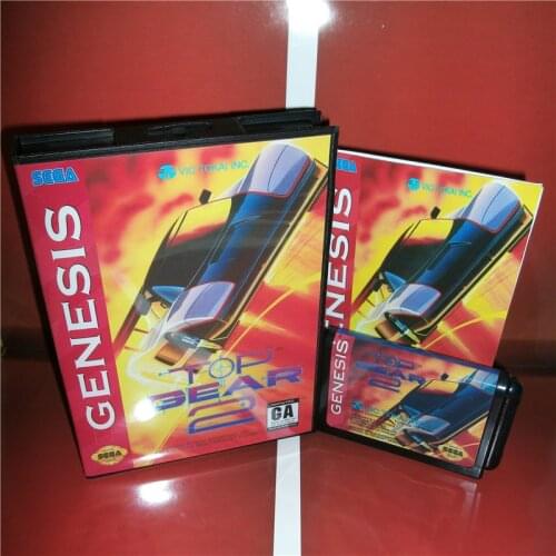 Top Gear 2 US Cover with Box and Manual For Sega Megadrive Genesis Video Game Console 16 bit MD card