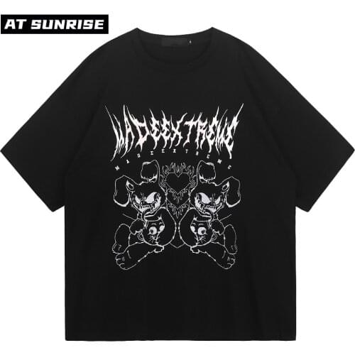 Hip Hop Monster Printed Oversize T Shirt Streetwear Harajuku Cotton T-Shirt 2021 Men Summer Short Sleeve T-Shirt Black Tops Tees