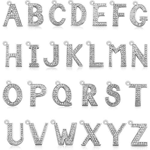 1pc A-Z 35mm rhinestone hang Letters Fit DIY Wristband & Bracelet & Pet Collar & necklace Jewelry Making