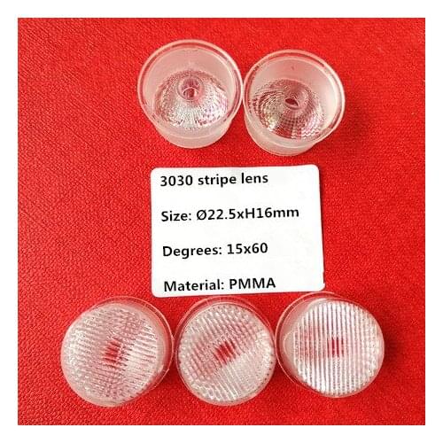 10 pcs cylindrical shape 3030 SMD lens diameter 22.5mm x H12mm waterproof lens degrees 15x60 with stripe surface