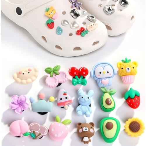 10pcs/set Shoe Charms Decoration Buckle Croc Charms ice cream fruit acrylic for JIBZ DIY combiation pin for croc wholesale