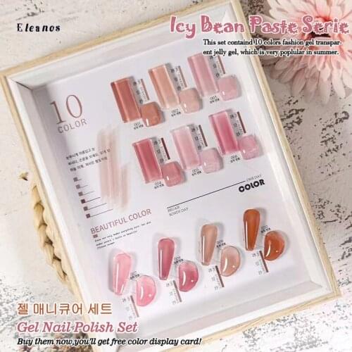 Eleanos Gel Nail Polish Set 10pcs Semi-permanent Varnish Jelly Gel Polish All For Manicure UV LED Gel Nart Art Need Base Coat