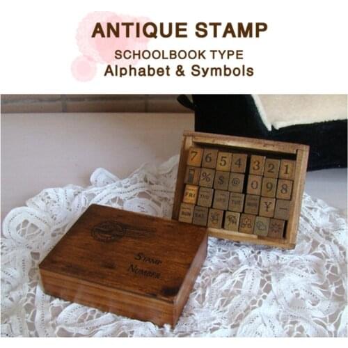 28Pcs/Set Dairy Wooden Rubber Stamps Multipurpose Number Week Weekday Weather Symbols Vintage Stamp with Box for stationery