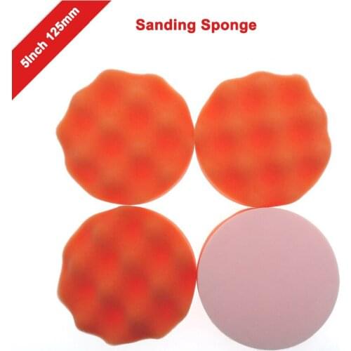 5Inch 125mm Orange Car Sanding Sponge Big Wave Car beauty Waxing Cleaning Polishing Sponge
