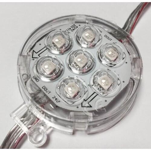 50mm;DC24V;addressable;rgb full color;IP68;UCS1903 pixel module;with clear lens;7pcs 5050 led;1.68W