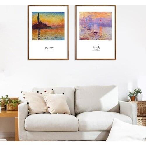 Abstract Seascape Sunset Oil Painting Monet LIGHT AND COLOR Wall Art Canvas Pictures For Living Room Background Home Decoration