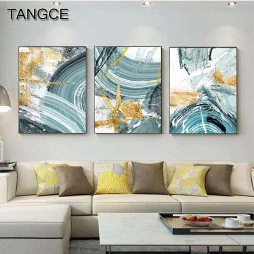 Abstract Golden Canvas Painting Creative Light GreenWall Art HD Poster N Prints Wall Pictures for Living Room Fashion Home Decor