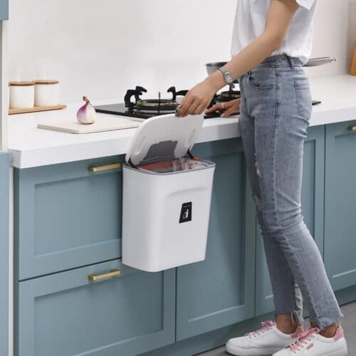 Large Kitchen Hanging Trash Can Cabinet Storage Style Hanging Ash-bin Practical Durable Trash Basket With Lid Space Saving