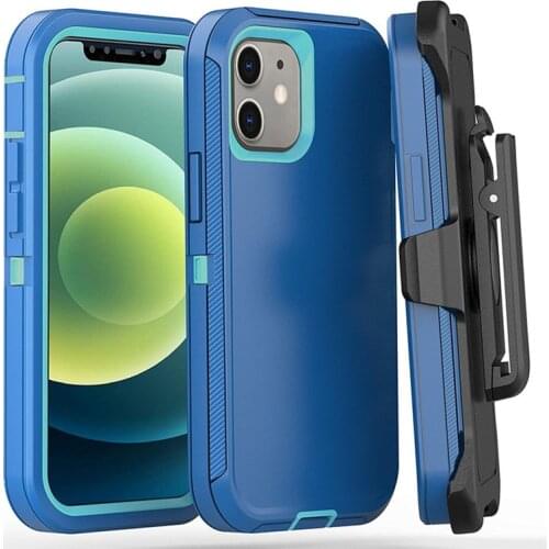 Armor Phone Case For iPhone 12 11 Pro X XS Max XR 7 8 6 6S Plus Case 3 in 1 Hybrid PC TPU Shockproof Defender Belt Clip Cover