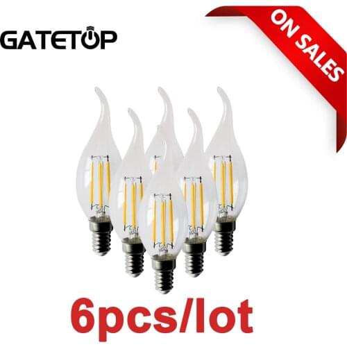 C35T 4W Retro Edison Filament Bulb E14 Bombillas 220V Vintage Lamp 6pcs/lot 4000K Clear Glass Inner Decoration