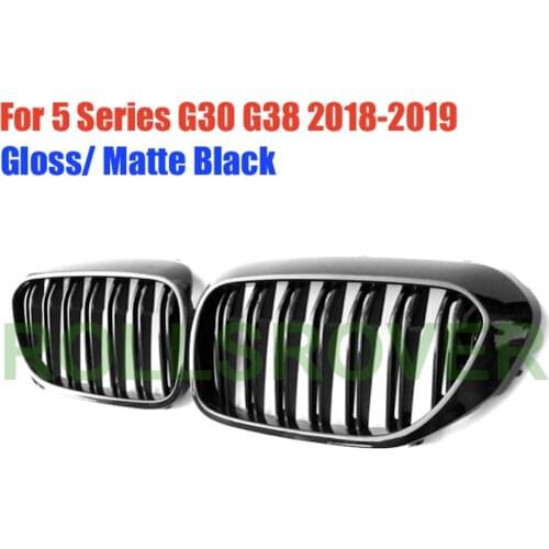 ROLLSROVER Black ABS Front Bumper Grille Grill For 5 Series G30 G38 2018-2019 Dual Strip Car Performance
