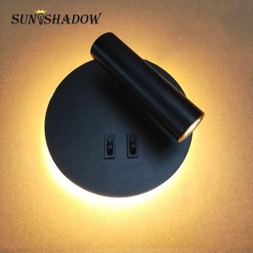 Black&White Modern Led Wall Lamp 7W Metal Sonce Wall Lamp Indoor Lighting For Bedroom Living room Bedside Light Study room Lamp