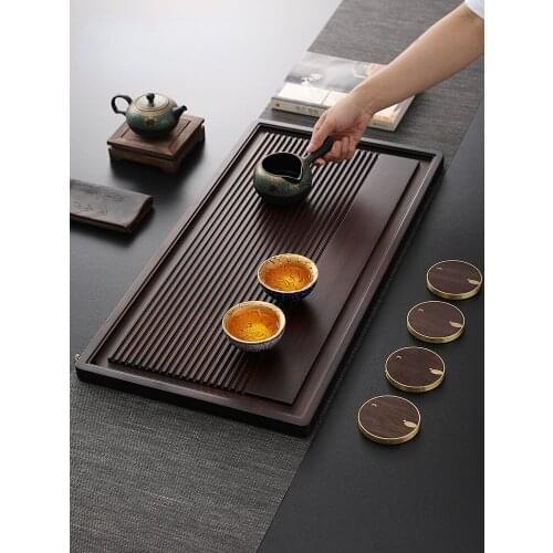 Eco Friendly Bamboo Tea Tray Water Storage Vintage Handmade Large Dry Bubble Tea Tray Drainage Bandeja Madera Kitchen Teaware 50