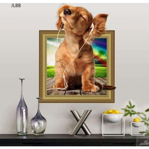 Hot DIY 3D puppy dog Wall Sticker PVC backdrop Decor Home Decoration room Decals Wall Art Wallpaper Stickers on the wall poster