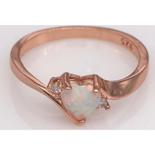 JZ0221 New Womens Heart-Shaped Rose Gold Ring White Opal Rose Gold Ring Engagement Anniversary Ring Womens Fashion Jewelry