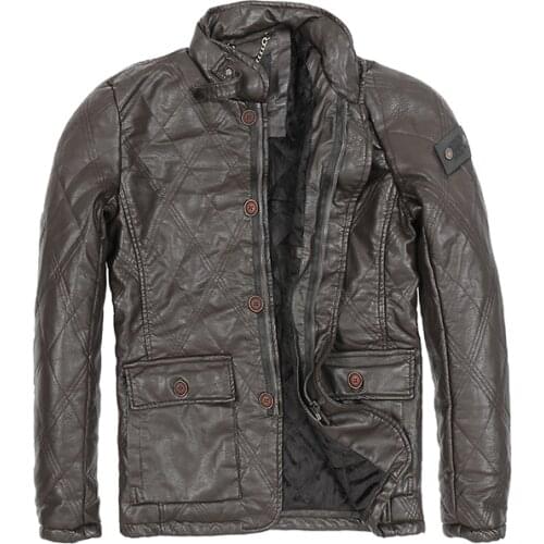 Newest Design Mens Leather Jackets Autumn Winter Fleece Motorcycle Leather Jacket Male Vintage Bomber Jacket Coats