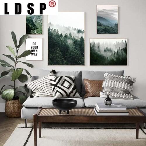 LDSP Nature Scenery Mountain Foggy Forest Landscape Canvas Painting Wall Art Print Poster Picture Modern Home Decoration