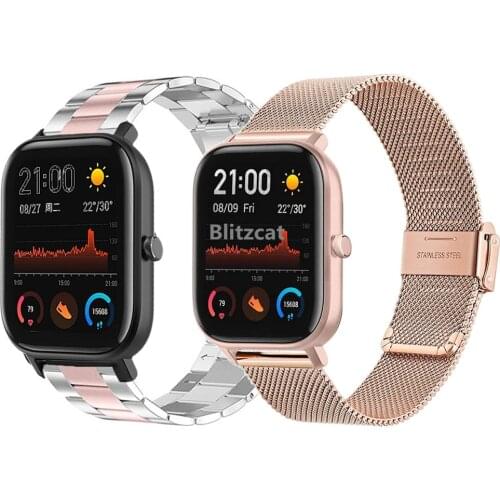 Metal Strap For Xiaomi Amazfit Bip U Pro lite S GTS 2 2e Smart Band Bracelet Stainless Straps For Haylou LS02 Wristband Correa