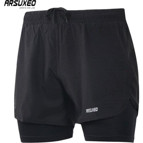 ARSUXEO Men Cycling Shorts Quick Drying Bicycle Shorts Breathable Fitness Sports Sweatpants With Pocket Loose MTB Shorts