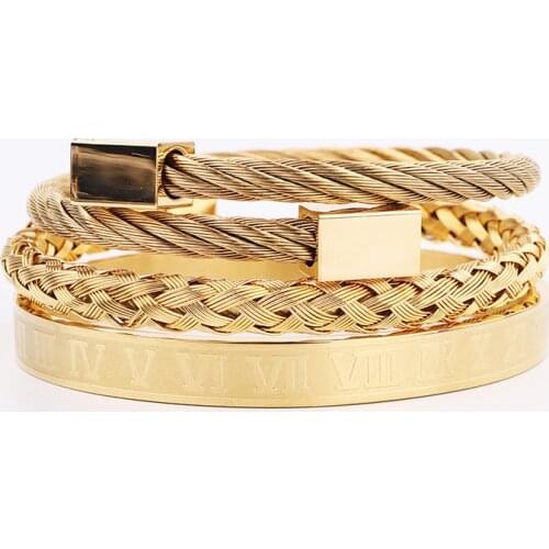 New Arrival High Quality Men Jewelry Bangle Bracelet Stainless Steel Roman Wire Twist Steel Bracelet Men