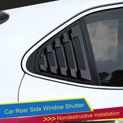 QHCP ABS Rear Window Triangle Shutters Cover Stickers Trims Carbon Fiber Style Black 2Pcs For Toyota Camry 2018 Car Accessories