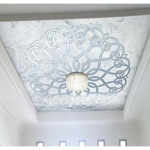 Bacaz Custom 3d wallpaper 3d ceiling silvery flower wallpaper murals aristocratic ceiling mural painting decorative wallpaper