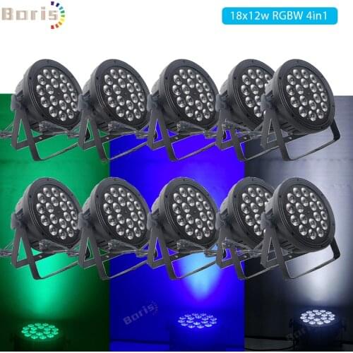 No tax 10pcs Flat Led Par Light 18x12W RGBW 4in1 18*12w DMX512 Par Light Slim Disco light Par Light stage LED par64 DJ Wedding