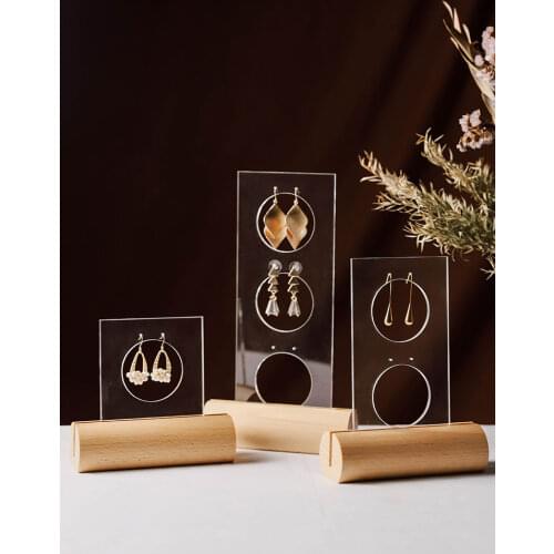 New Fashion Acrylic Solid Wood Earrings Display Holder Jewelry Display Stand Clear Acrylic Earrings Display Rack