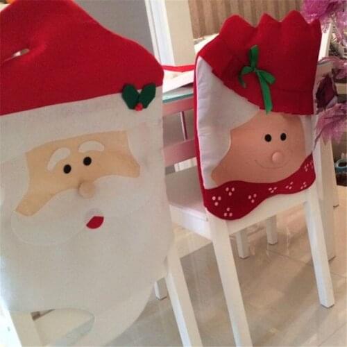 Mr and Mrs Christmas Kitchen Chair Covers Santa Claus Christmas Decoration For Hotel Restaurant Dinner Chair Decor gift 1pc/2pcs