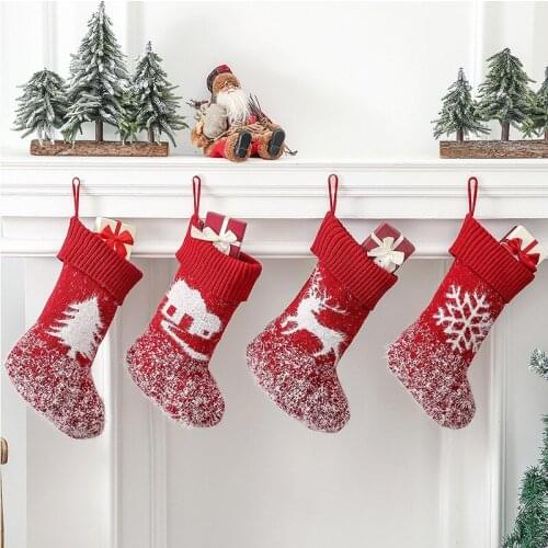 Christmas decorations Christmas tree hanging pendant pendant gift bag fluffy knitted Christmas socks