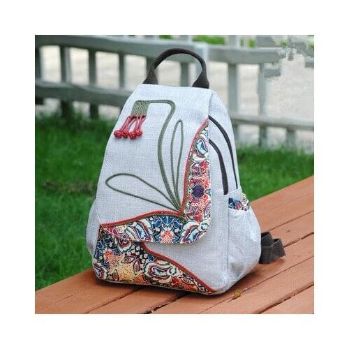 New national string appliques shopping zipper&hasp backpacks!Fashion bohemian prints women casual backrack Hot Canvas backruck