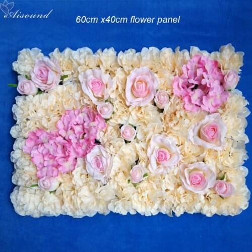Aisound 40x60cm Silk Rose Flower Champagne Artificial Flower for Wedding Decoration Flower Wall Romantic Wedding Backdrop Decor