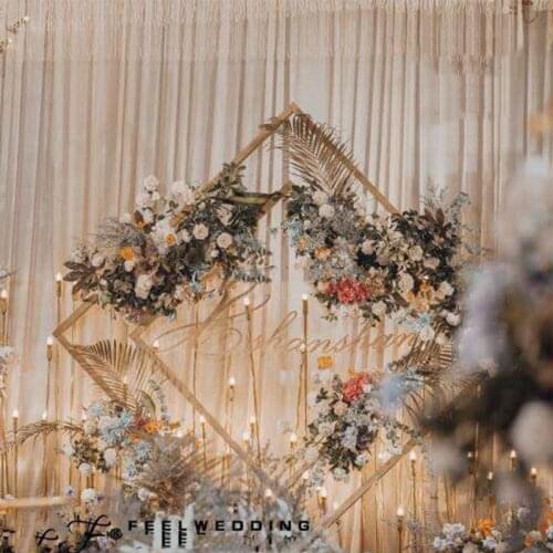 Wedding Arch Wrought Iron Square Quadrilateral Diamond Shelf Geometrical Artificial Flower Stand Party Backdrop Decor Fram