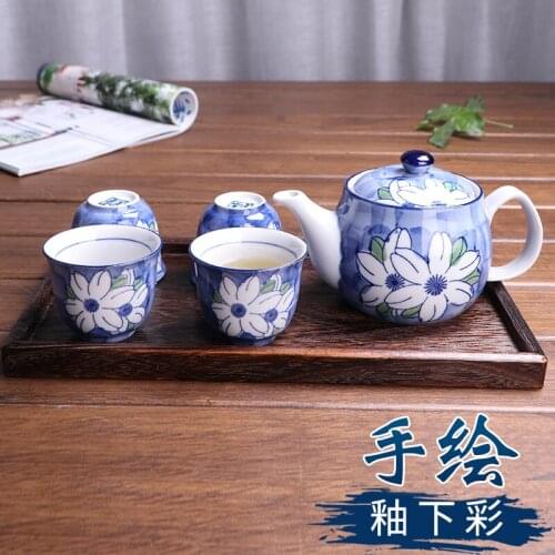 Japanese household ceramic tea set filter single pot herb teapot heat-resistant brewing teapot blue and white porcelain teaware