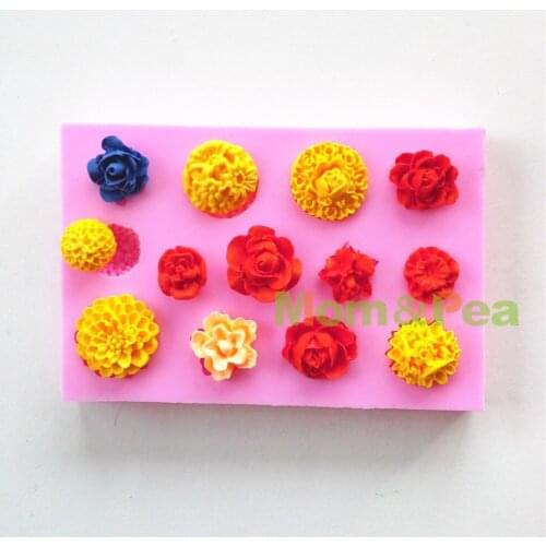 Mom&Pea 0578 Free Shipping Flowers Shaped Silicone Mold Cake Decoration Fondant Cake 3D Mold