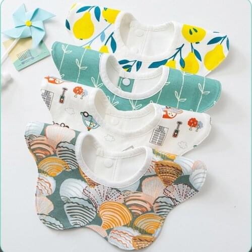 1pc Cotton Baby Bibs 360 Degree Rotation Waterproof Newborns Saliva Towel Apron Girls Boys Feeding Burp Cloths for Baby Stuff