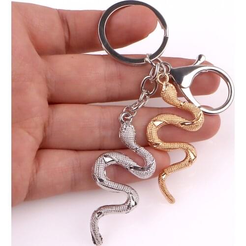 1Pc Mix Color Aninmak Snake Pendant Keychain Cobra Snake Keyring Handcraft Men Car Gift Jewelry Accessories