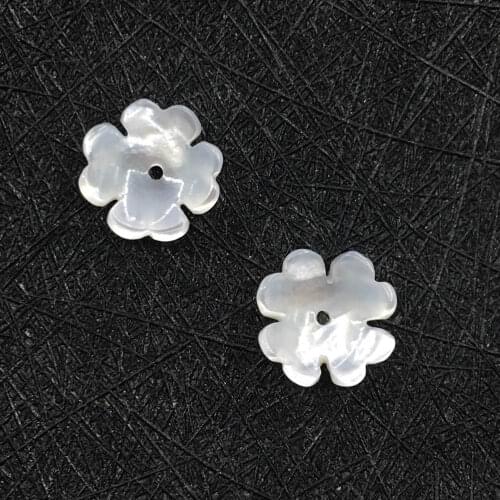 10mm 12mm New Style White MOP Mother of pearl Shell Beads Carved Flower focal Cut Petals Drilled Beads Charms 10 pieces/lot