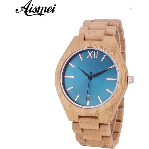 2018 New arrive Sapphire Blue Face Dial Men Watches Full Wooden Male Analog Wrist Watch Man Nature Wood Creative Clock Gifts