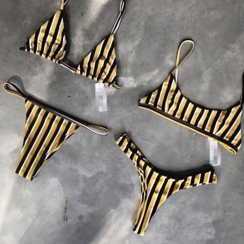 2020, new bathing suit, Yellow Navy Stripe, sexy Bikini swimming suit for women bathing suit women tankini swimsuits women