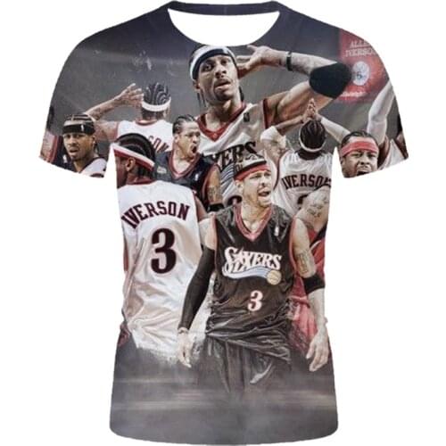 2021 Summer Harajuku T-shirt male basketball star 3D printing fashion mens and womens T-shirt soft texture casual mens shirt