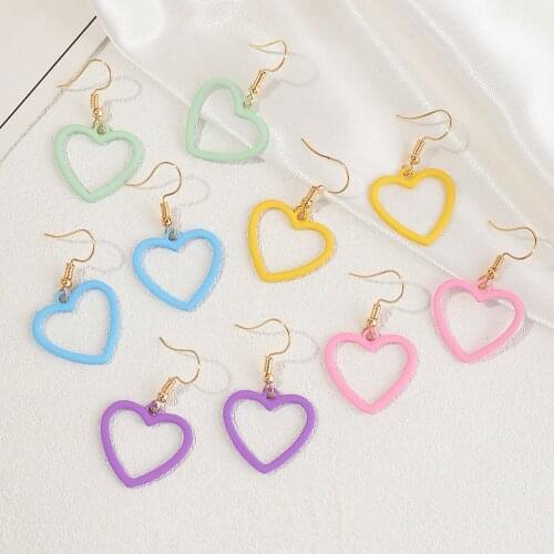 2021 Trend New Heart-Shaped Earrings For Women Cute Simple Pure Color Earrings Fashion Party Decoration Jewelry Friends Gifts