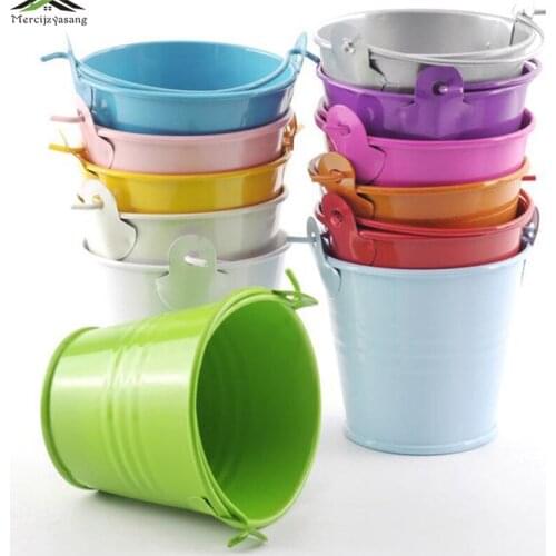 5PCS/LOT Mini Flowers Vases Table Metal Vase Plant Dried Floral Holder Fleshy Pot Wrought Iron Bucket for Home Decoration G025