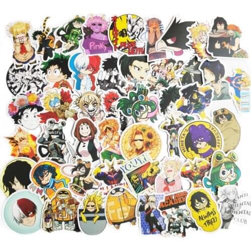 50Pcs/Lot My Hero Academia Stickers Classic Japan Anime Sticker Modern Popular Laptop Luggage Car Skateboard Phone Decal For Kid